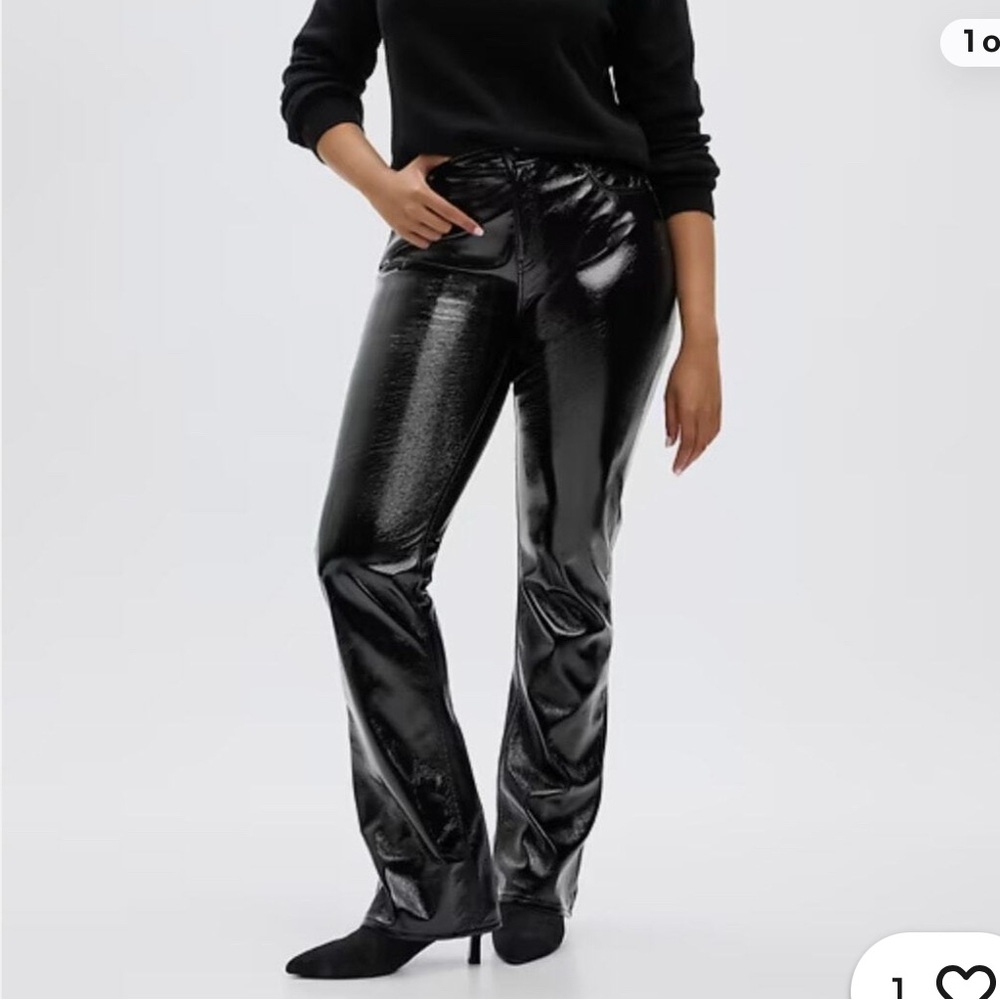 Gap Mid Rise Vegan Black Patent Leather Pants